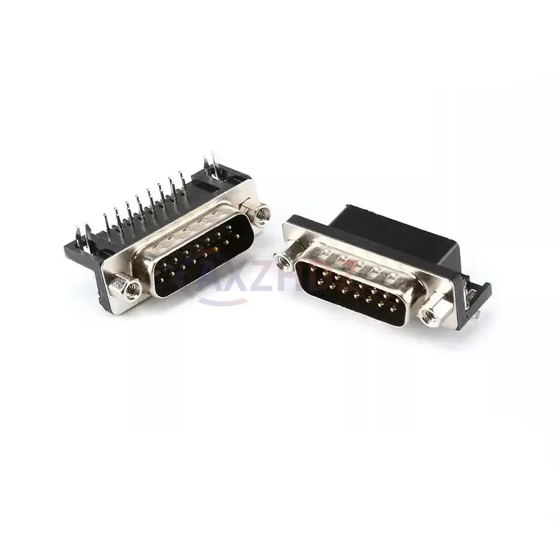 10Pcs DB15 Sample Black Male/Female DR15 D-Sub Right Angle Double Row Pins PCB Mount VGA Port Connector Socket With Screw Nuts