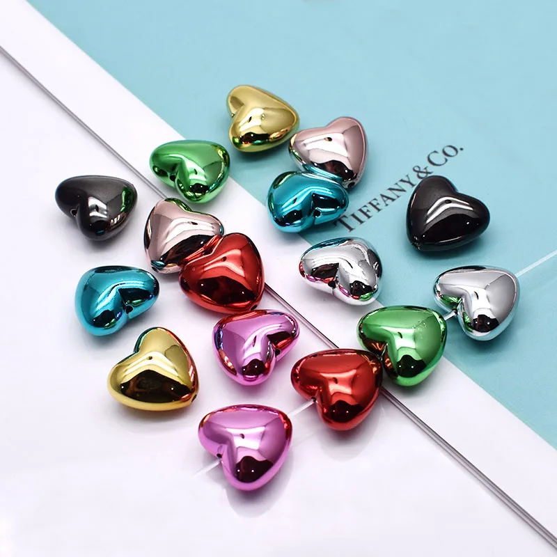 

14mm Phantom Acrylic Beads Christmas Heart Bowknot Bear Round Acrylic Loose Spacer Beads For Jewelry Making Christmas Craft DIY