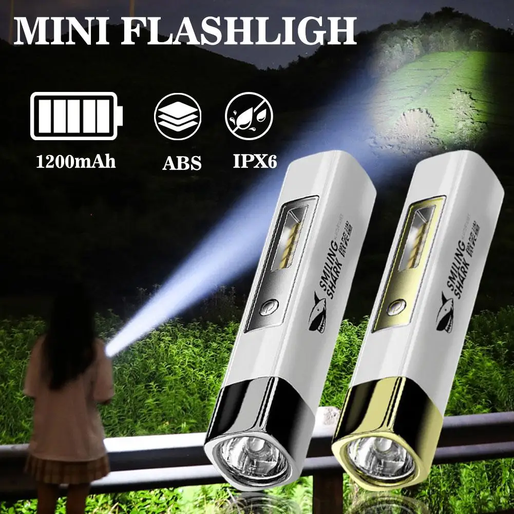 Mini Pocket Flashlight Torch USB Rechargeable Ultra Range Flashlight Long LED Bright Small Waterproof Lamp Outdoor D2R6