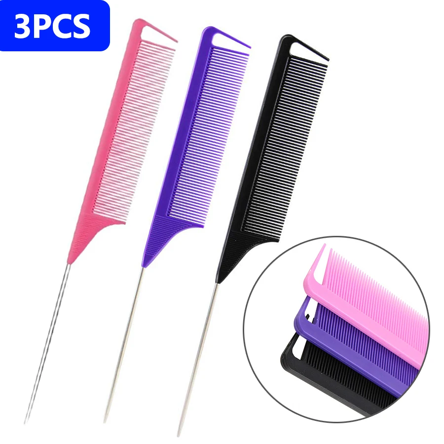 

3 Pieces Pintail Comb Rat Tail Comb Hairdressing Styling Comb Teasing Comb Parting Sectioning Comb Anti-Static Heat Resistant