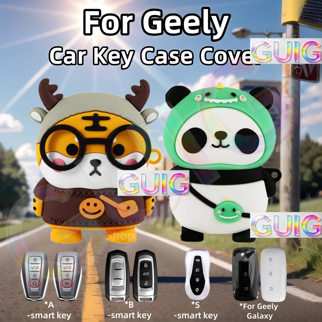 For Geely Coolray X6 geometry c Emgrand Global kulrey Hawk GX7 okavango Cute Tiger Dinosaur Panda Car Key Covers Accessories