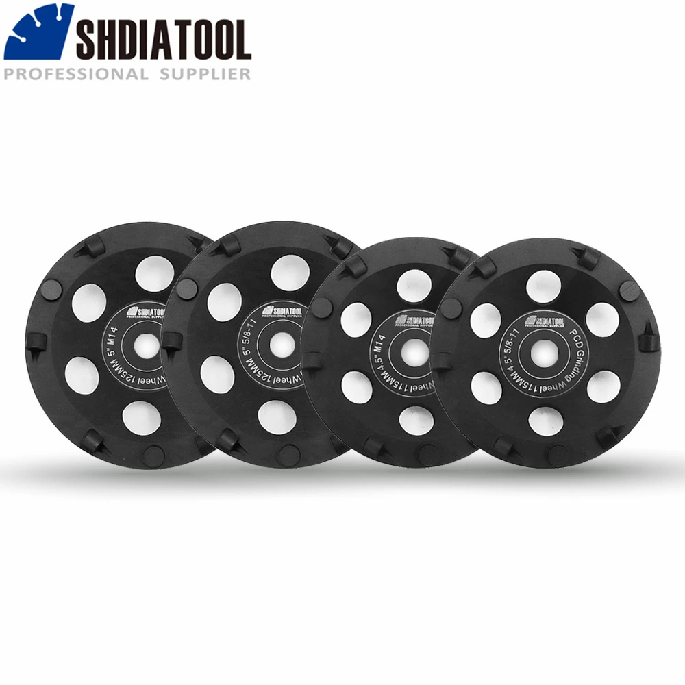 

SHDIATOOL Dia 4.5"/5" M14 or 5/8-11 Thread PCD Grinding Cup Wheel Polycrystalline Diamond Grinding Wheel for Removing Coating