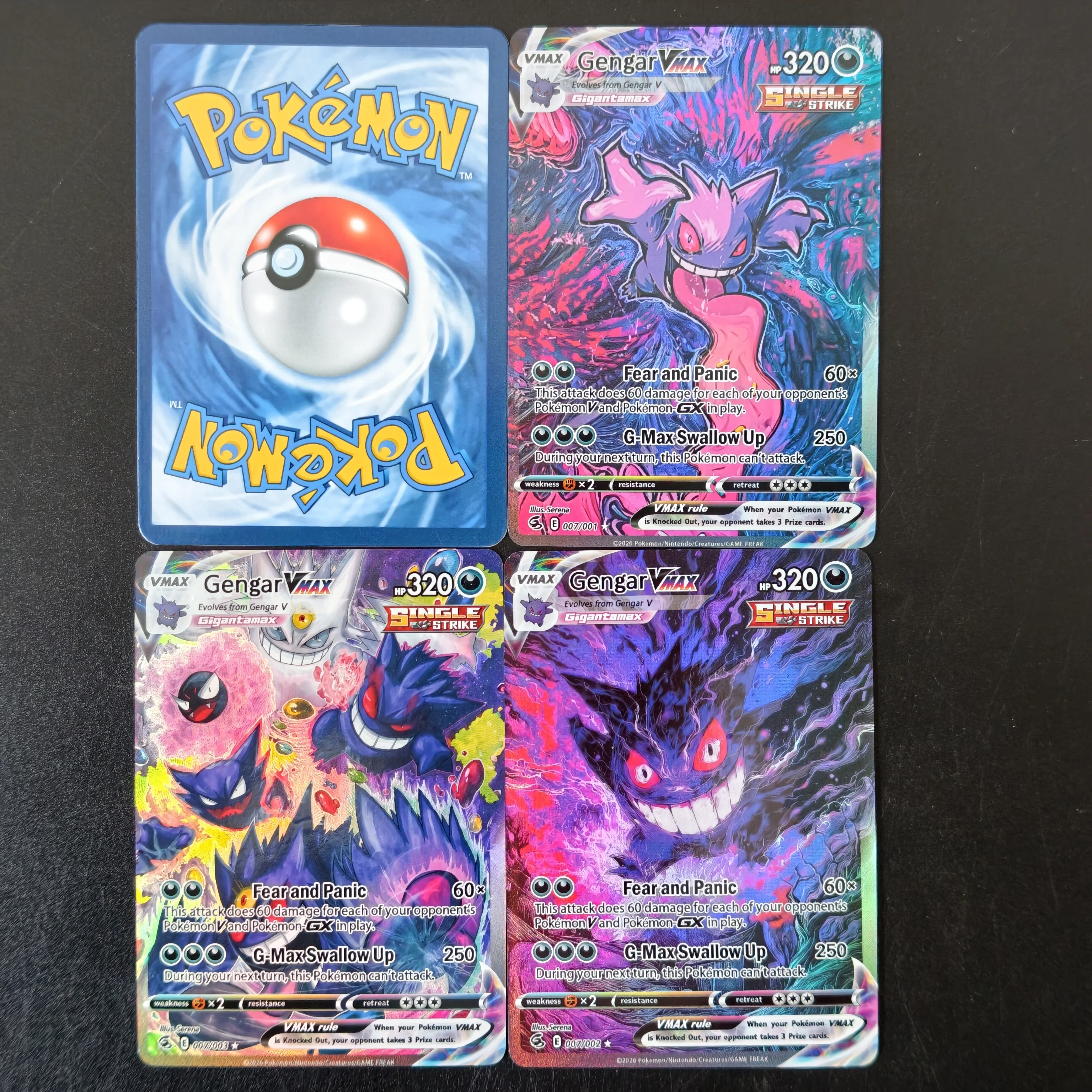 DIY PKM Card English PTCG Pokemon Gengar VMAX Holo Texture Full Art Self Made Single Card Classic Game Anime Cards