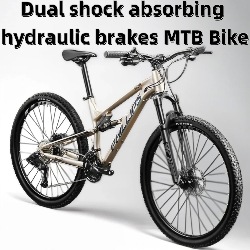 Soft tail Double disc brake,Speed drop 27.5 inches Mountain bike,Dual shock absorption,Aluminum alloy Outdoor bicycle,30/33speed