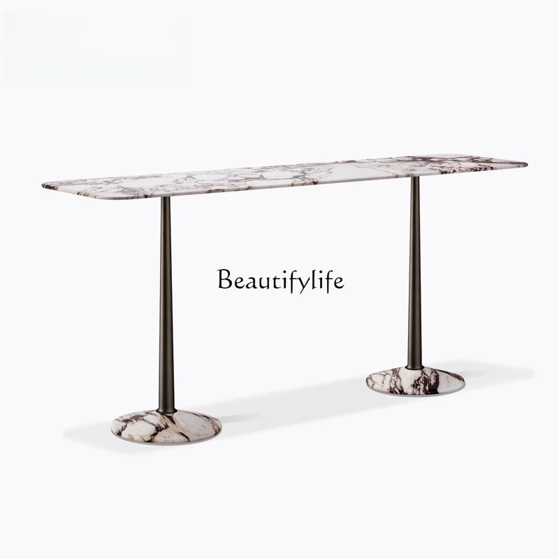 

05-Modern simple entrance table Office reception desk Light luxury marble entrance table