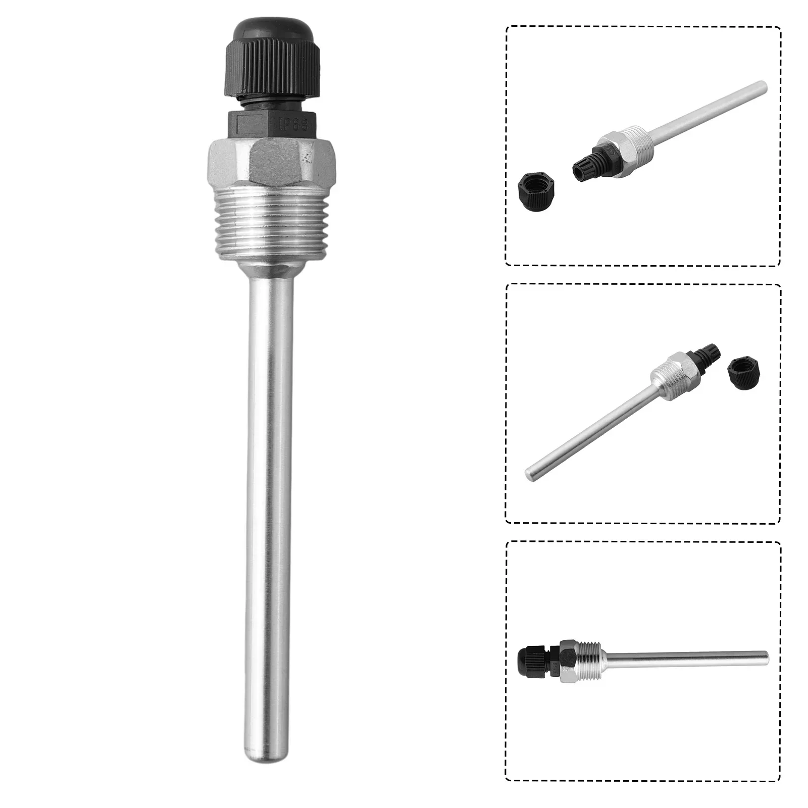 30-200mm Thermowell 304 Stainless Steel 1/2 For BSP G Thread For Temperature Sensor Immersion Sleeve Pocket