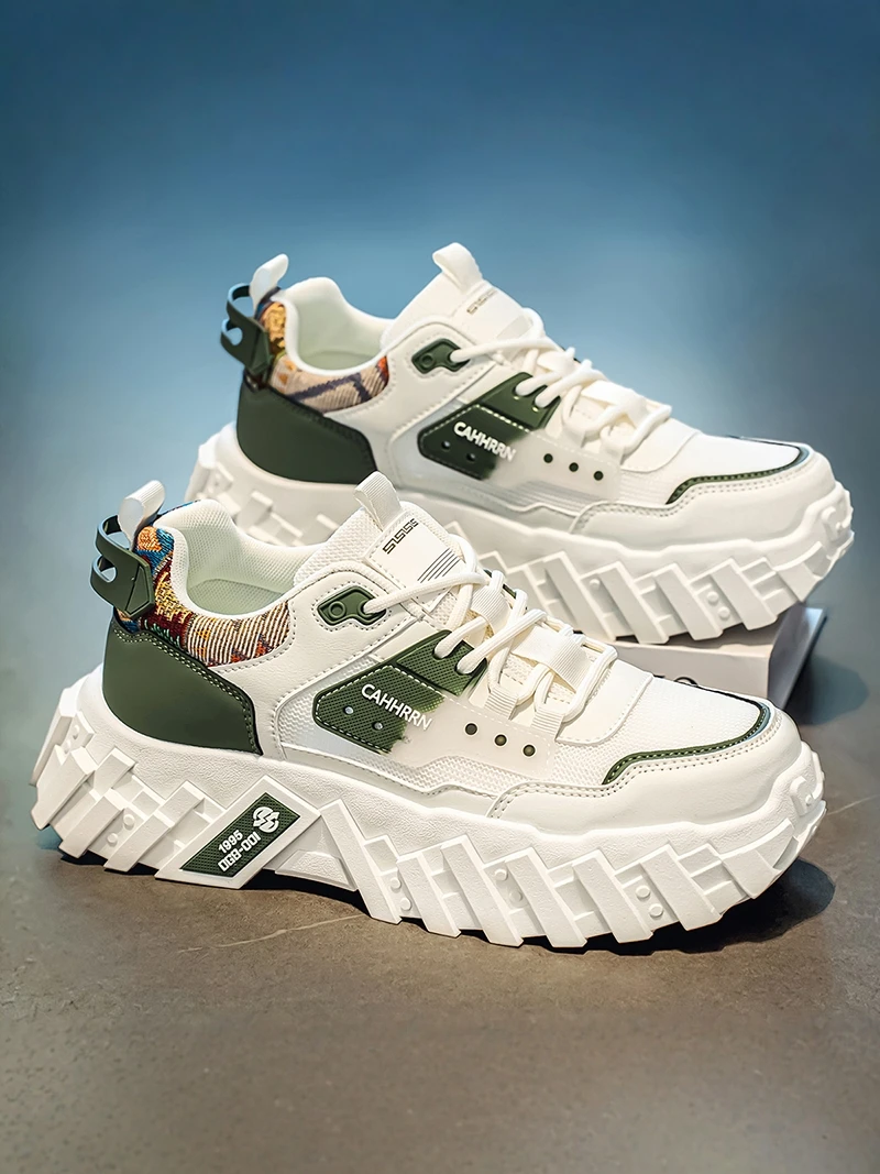 

Men's Summer Breathable Mesh Running Shoes Thick Bottom Casual Sports Fashionable All-Match Low Top Glue Adhesive Shoes