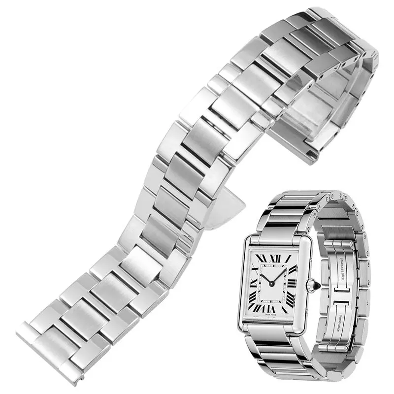 Luxurious 316L Stainless Steel bracelet For TANK solo wristband 16mm 17.5mm 22mm 20mm 23mm silver brand Straps BAND