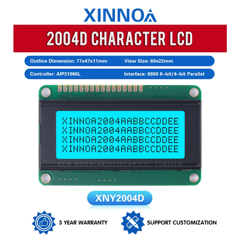 Ice Blue Film Black Letters 2004D Character LCD Module Display Screen 4*20 4X20 4002 77*47MM ST7066U Multiple Word Libraries