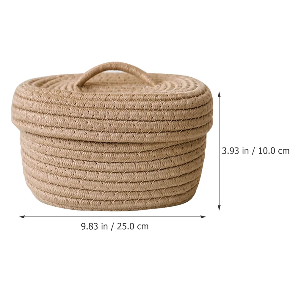 Storage Baskets Nordic Simple Style Covered Rope Box Desktop Snacks Toy Cosmetics Khaki Color Woven Small with Lid Lids Child