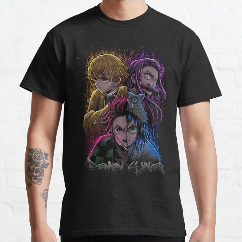 

Cute Anime Demon slayer squad manga Graphic T Shirts 100% cotton large size Adult S-6XL