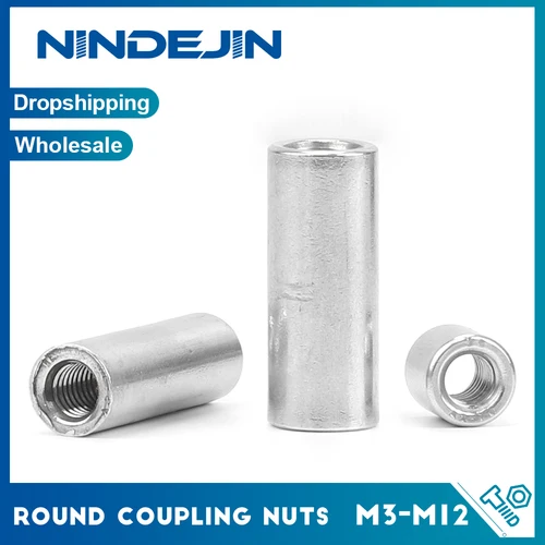 Tuercas de acoplamiento redondas de acero inoxidable M3 M4 M5 M6 M8 M10, tuerca de conector redondo de extensión larga, rosca hembra para cámara Pan, 1-5 uds.