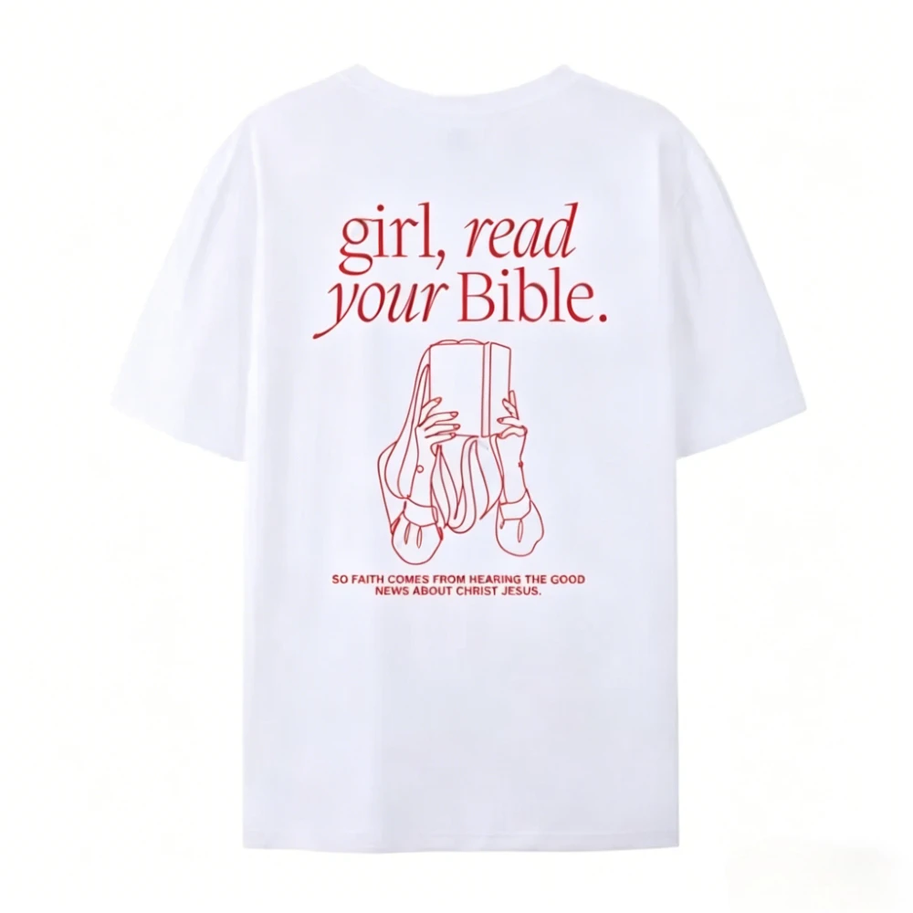 Mädchen-T-Shirt mit Aufdruck „Lesen Sie Ihre Bibel“ für Damen, Vintage-Stil, niedliches, kokettes, ästhetisches christliches T-Shirt, Streetwear, Bibelvers-Grafik-Tops – Detail 4