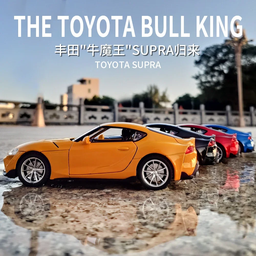 Toyota gazSupra-Modèles de voitures miniatures en alliage moulé sous pression, version plus foncée em Track, lumière 4 portes ouvertes, cadeaux à collectionner pour enfants, 1:32