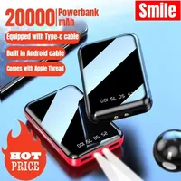 20000mAh LED Power Bank with Flashlight & Mirror Screen - Digital Display Portable Charger Compatible with iPhone