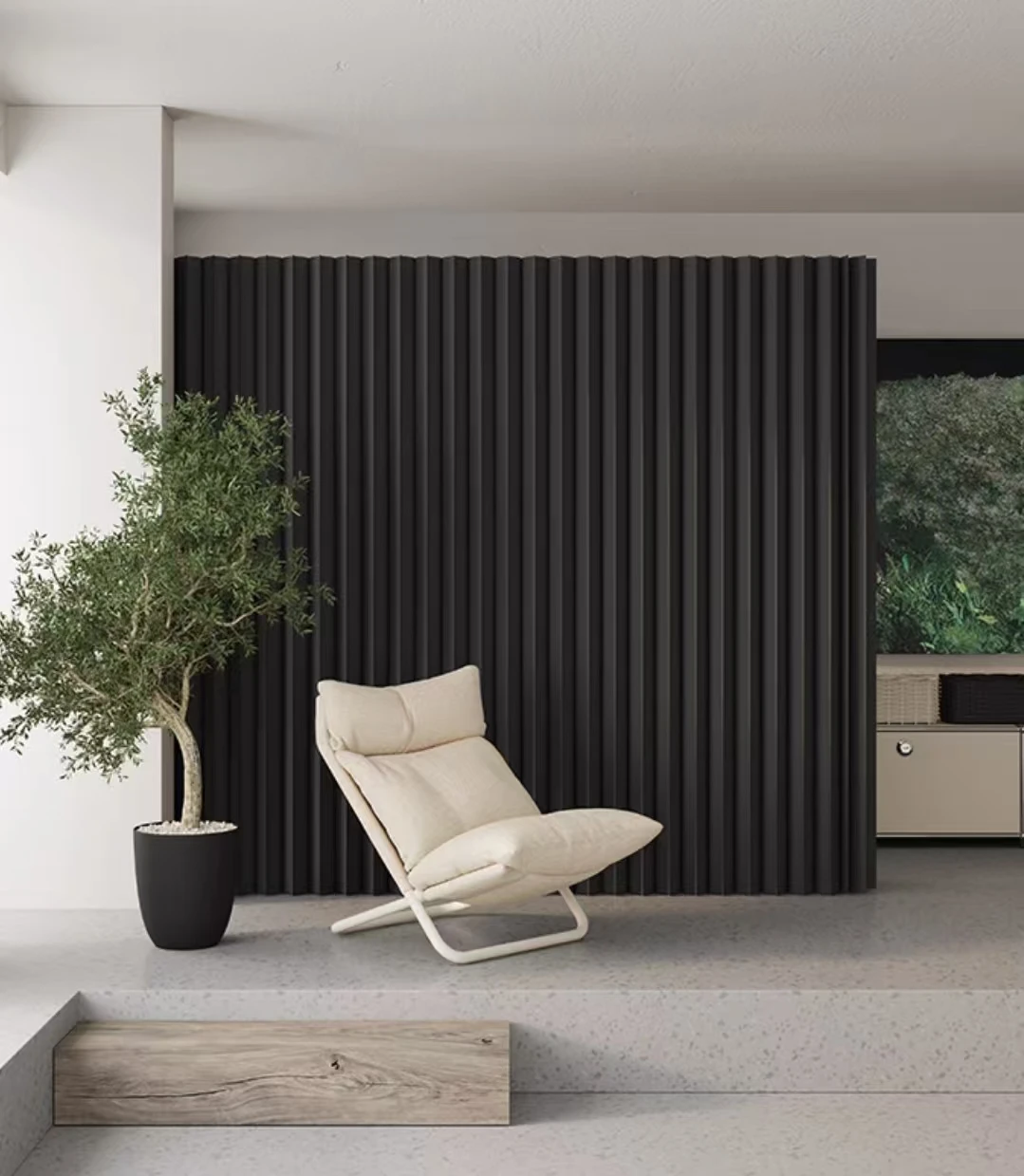 Black Folding Partition Screen for Living Room Office Porch Artistic Paper Wall Baffle Live Broadcast Mobile Background Decorati
