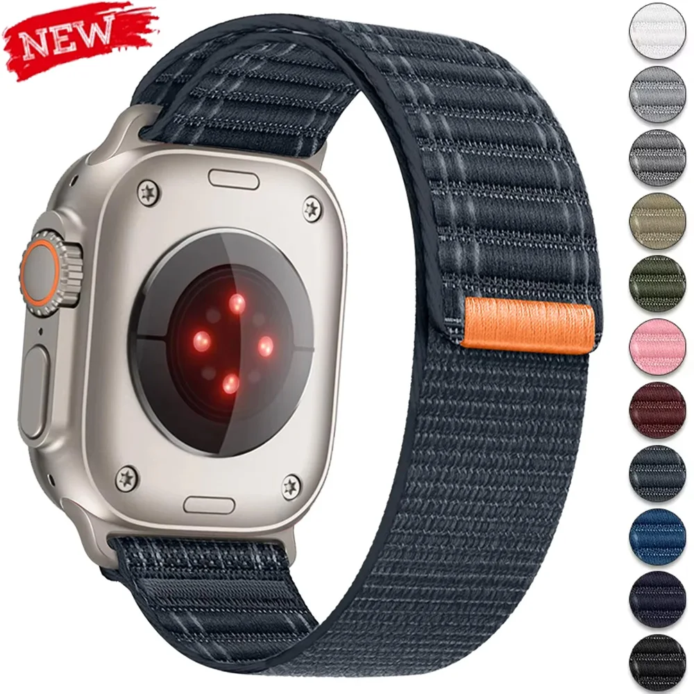 

Pop Official Nylon Strap For Apple Watch Band Ultra 2 49mm 46mm 45mm 41mm 44mm 42mm Wave Bracelet For IWatch Series 10 9 8 7 6 S