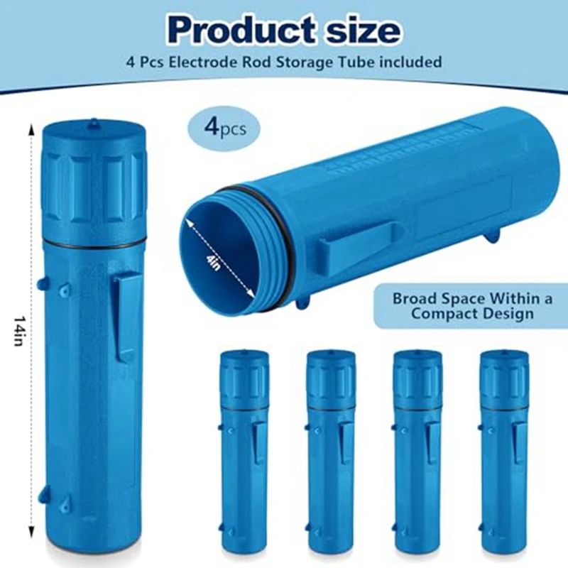 A81M New 4 Pcs Electrode Rod Storage Tube 14 Inch Welding Rod Storage Airproof Welding Rod Container Waterproof