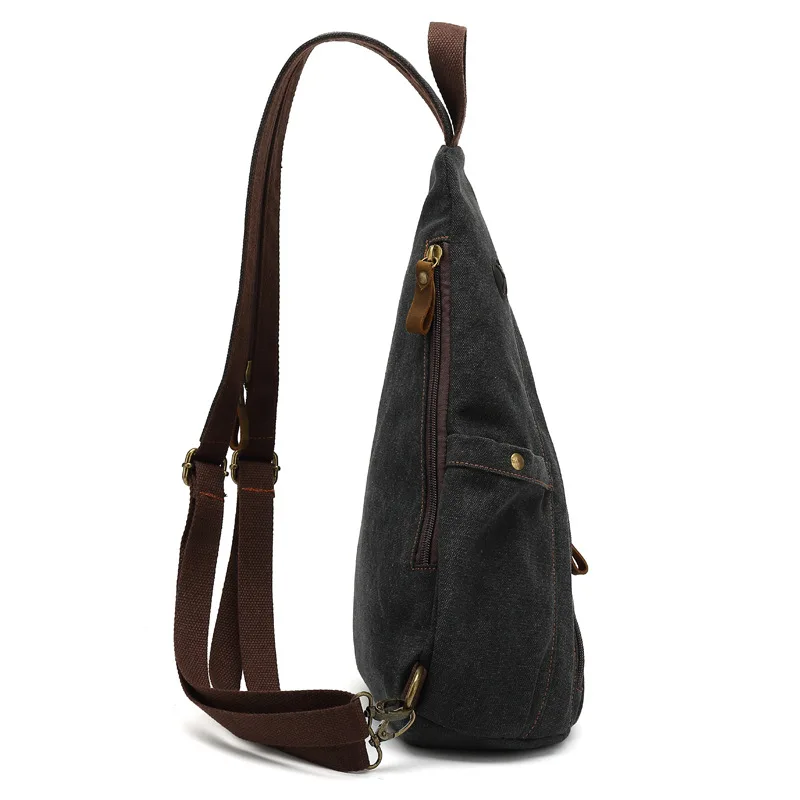 Brezentowa torba noszona na piersi w stylu Vintage torba na ramię mężczyźni Sling Messenger CrossBody torba do noszenia na piersi