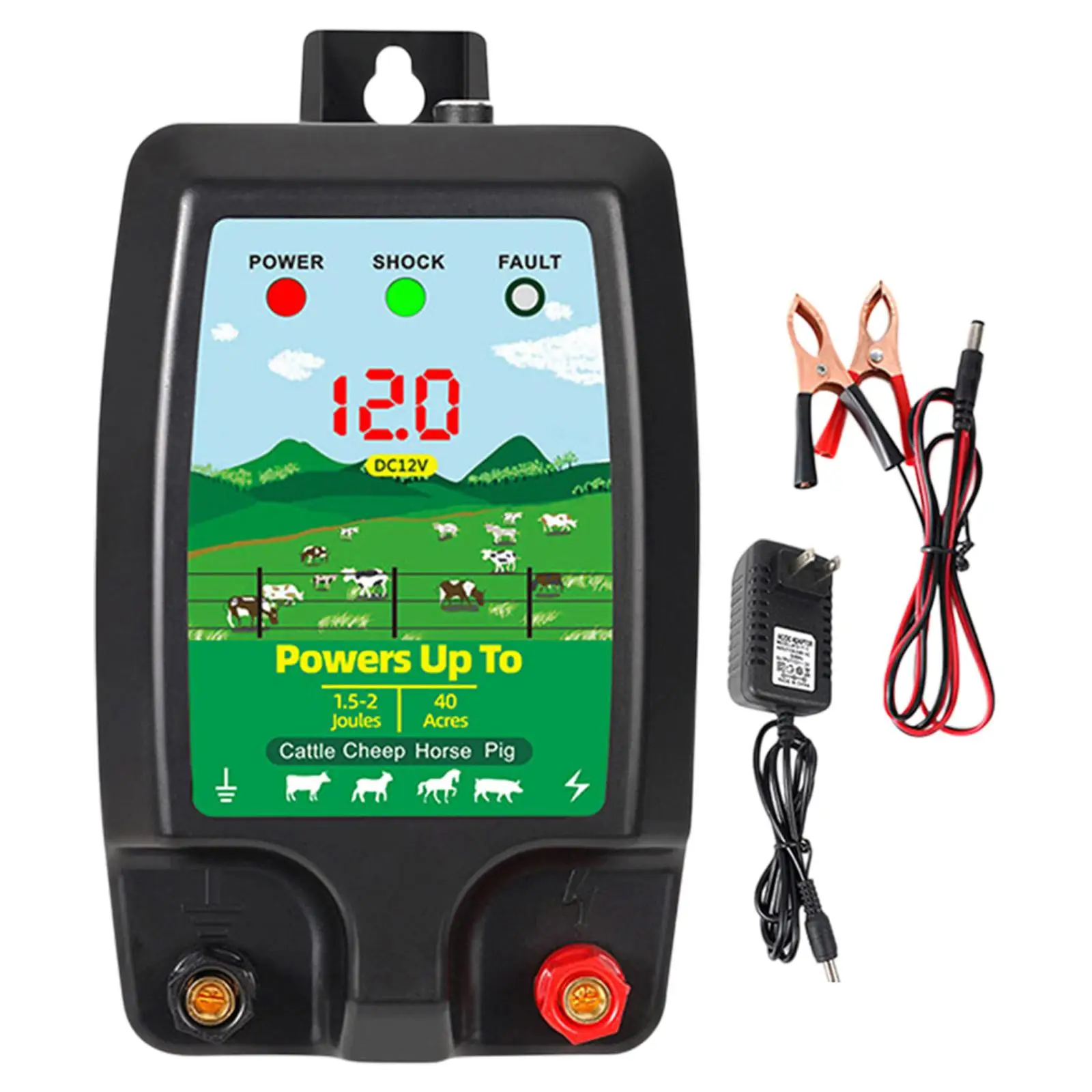 

Electric Fence Energizer Sturdy Portable Controller for Garden Poultry Farm