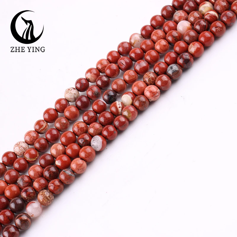 Zhe Ying Cheap Red Jasper Gmestone Beads Round Loose Beads for Braclet Making Diy Jewelry Supply