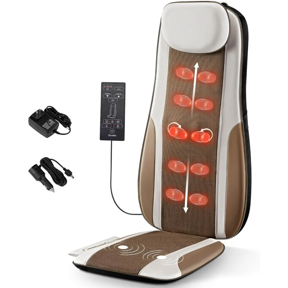 

Back Massager with Heat, Massage Chair Pad Seat Cushion for Stress Relief, 2 Vibration Motors, Back Waist Hip Massager