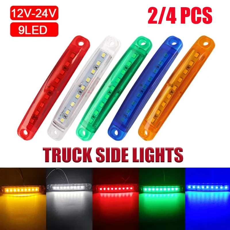 2/4Pcs Truck Side Marker Indicators Light for Trailer Car Signal Lamp Tail Clearance Light 9LED Warning Lamp 12V 24V