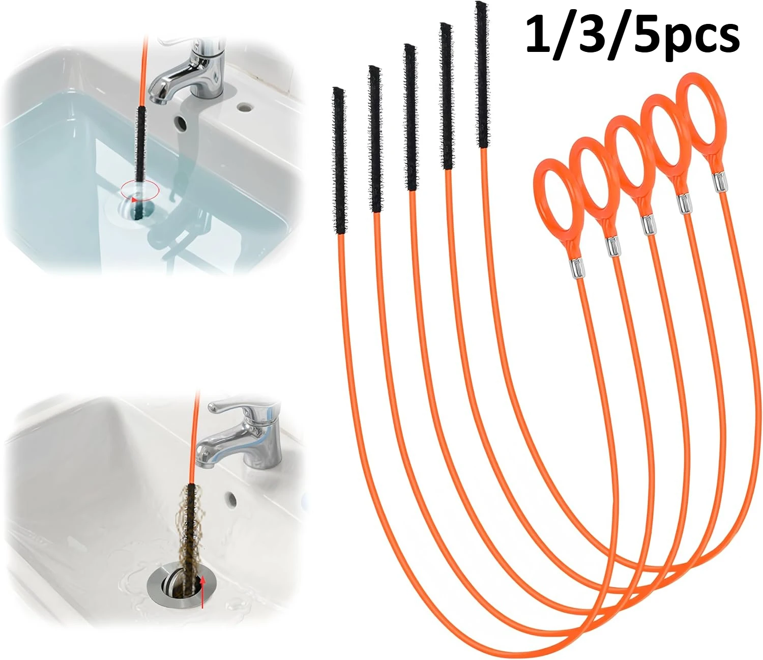 1/3/5pcs Upgraded Drain Cleaner Tool Set – Effective Hair & Debris Remover for Sink, Bathtub, Shower, Kitchen Drain, Hand Tools