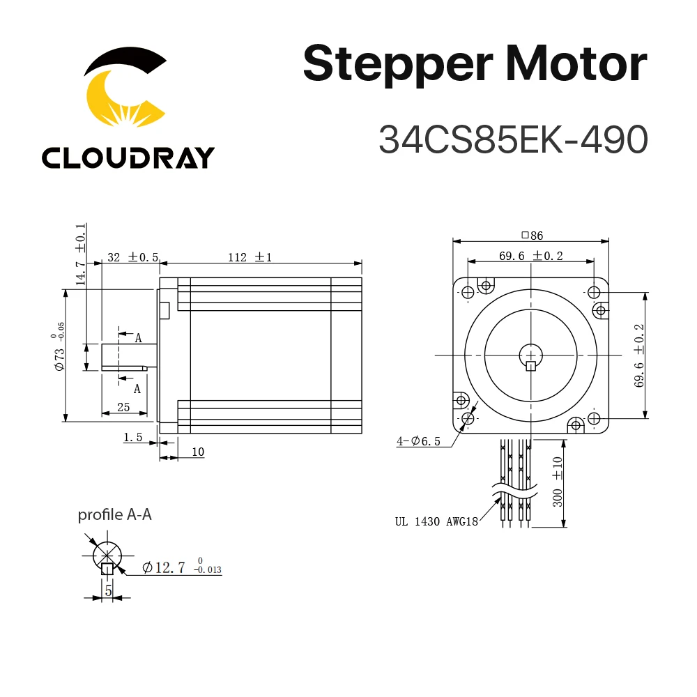 Cloudray Nema 34 Open Loop Stepper Motor 8.5N.m 4.9A 12.7mm Shaft Diameter and 2.4A-7.2A Driver for 3D printer CNC Machine