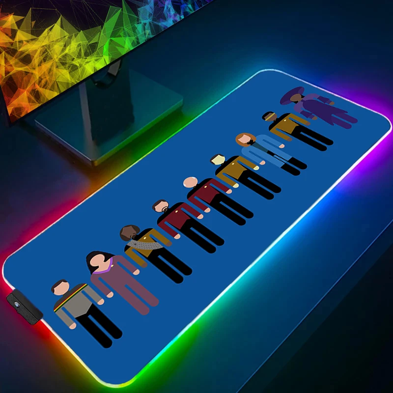 Gaming Keyboard Rug RGB Laptop Anime Non Slip Mouse Pad Star Trek Space Station Extended Desk Mat LED PC Gamer Cabinet Mousepad