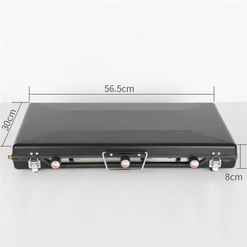 Nuovo barbecue pieghevole fornello a gas campeggio picnic auto gas doppio occhio tre teste antivento fornello per auto picnic all'aperto barbecue