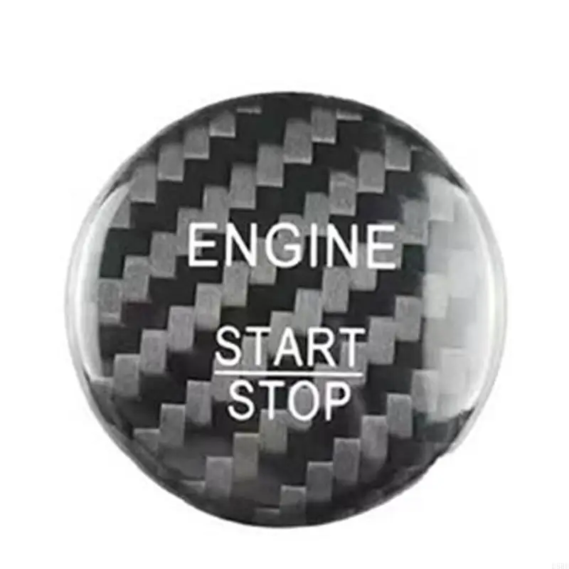D5BE Dashboard Start Button Cover Trim Adhesive Carbon Fiber Ignition Button Cover