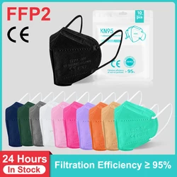 20pcs ffp2mask Respirator Black kn95 mascarillas negra Adults 5Layers fpp2 approved kn95 CE Face Mask ffp2 reutilizable fpp2mask