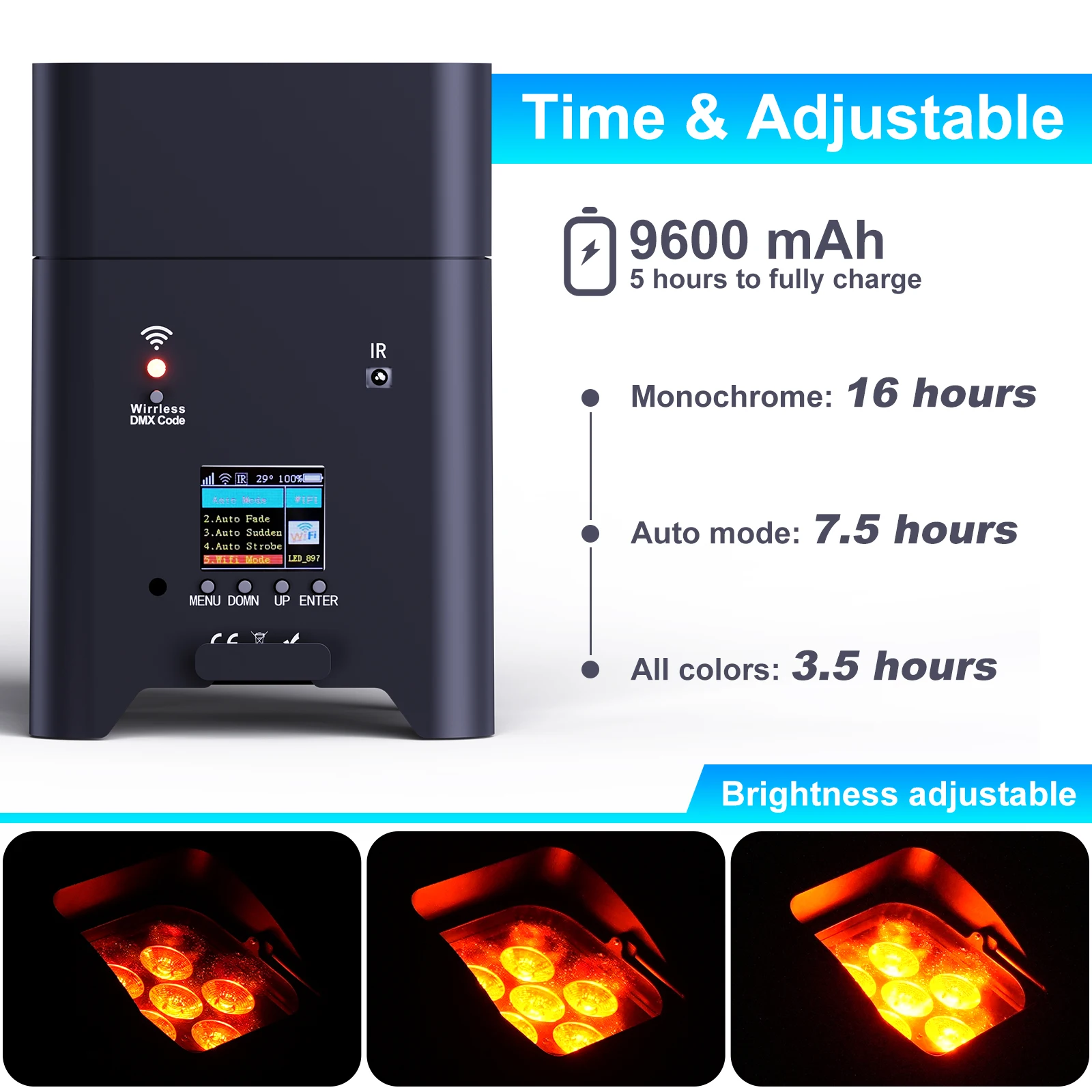 U'King 6 قطعة 6X18 واط RGBWA + UV LED أضواء الاسمية المدمج في بطارية 8800mA ومجموعة حقيبة الطيران القابلة لإعادة الشحن لحفلة عيد الميلاد DJ ديسكو بار KTV #4