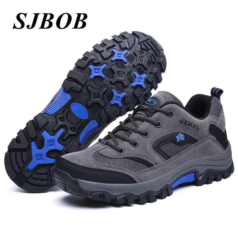 

High Quality Grey Men's Hiking Shoes Non-Slip Outdoors Men Trekking Shoes Comfort Wearable Sports Sneakers For Men Tenis Hombres