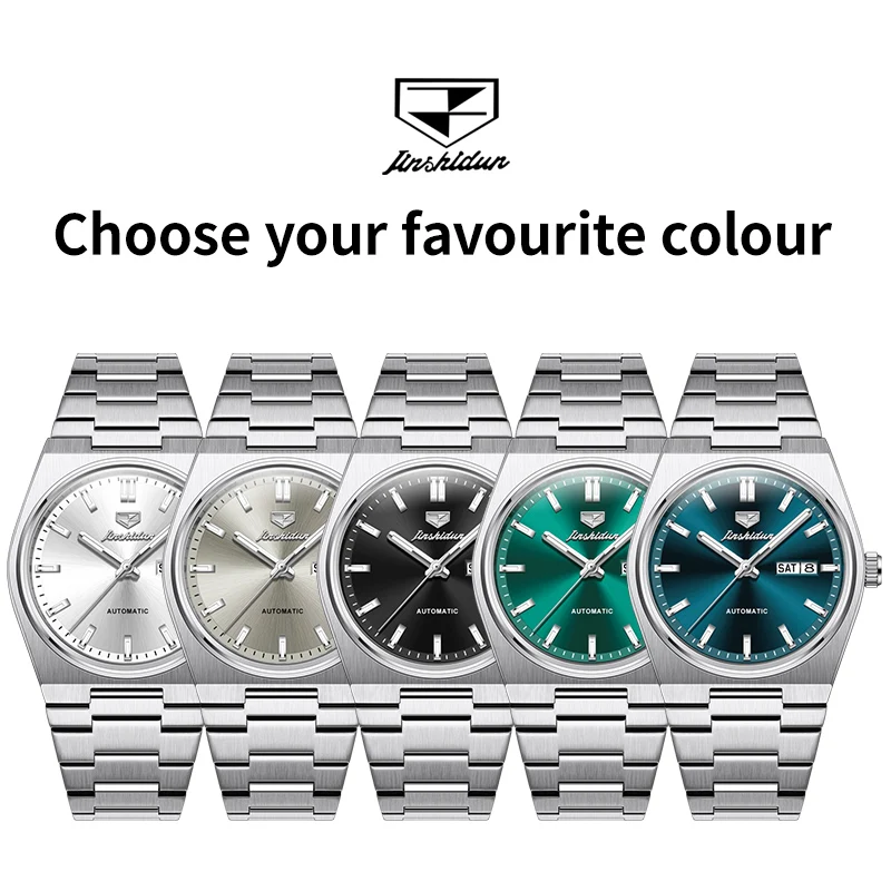 JSDUN 8996 Luxury Automatic Mechanical Watches Men Stainless Steel Waterproof Date Week Business Wristwatch Big Dial Reloj view 6