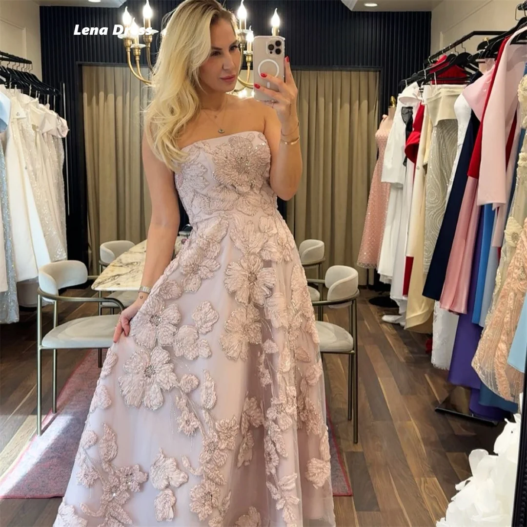 

Lena Customized Evening Dresses Woman Elegant Party Dresses 2025 Woman Luxury Luxury Prom Dress Pink Flowers Sleeveless Line A