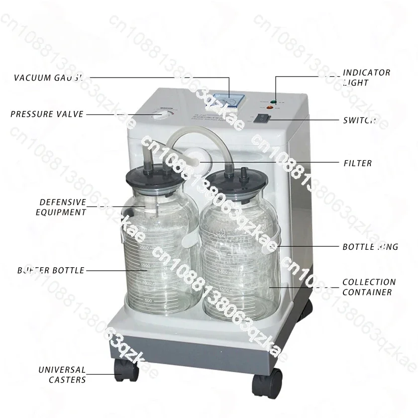 Wincom Portable 2500ml Aparato de Succion Maquina Succion Phlegm Electric Pedal Suction Apparatus Machine Bottles Dental Trolley