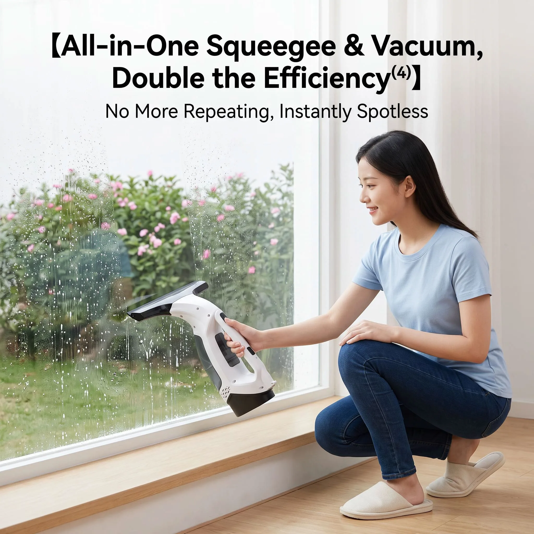 Small electric glass cleaner handheld window cleaner strong water absorption efficient adsorption portable window cleaner