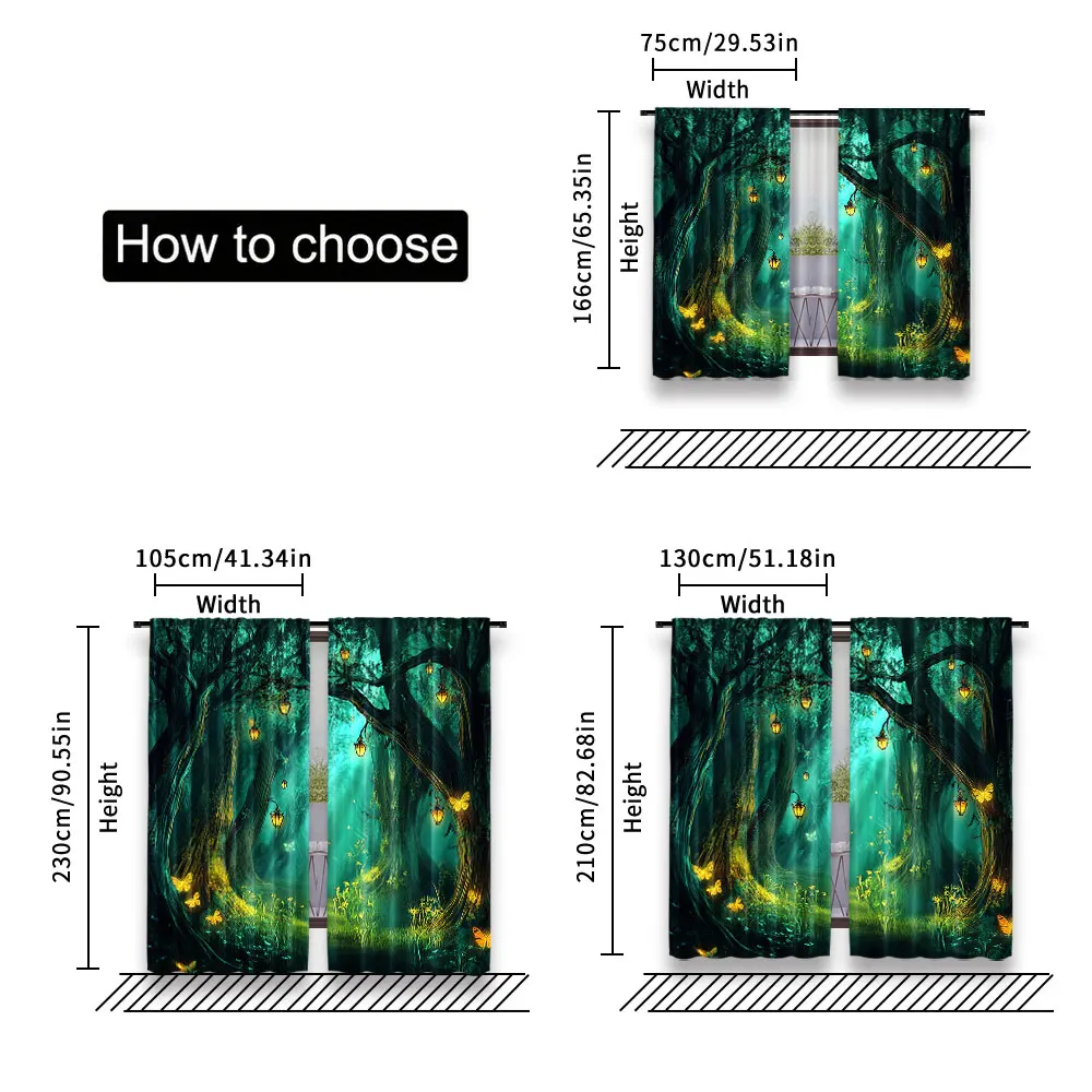 2 قطعة ستائر طبيعة الخيال القوطية الخيال الغابات ماجيك دريم لاند الجنية المشهد مناسبة لغرفة النوم الحمام غرفة المعيشة #6