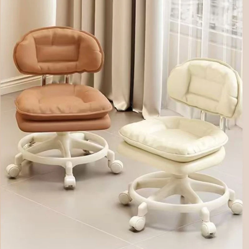 Protable Rotating Backrest Roller Stool Low Stool Movable Chair With Wheel Household Shoe Changing Stool Bench Seam Back Chair