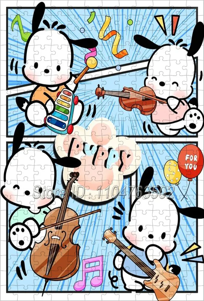Sanrio Pochaccocute Puzzle Gra Logiczna dla Dzieci 108/200/300/500/1000 Elementów Puzzle z Postaciami z Kreskówek DIY Ręcznie Robione Zabawki