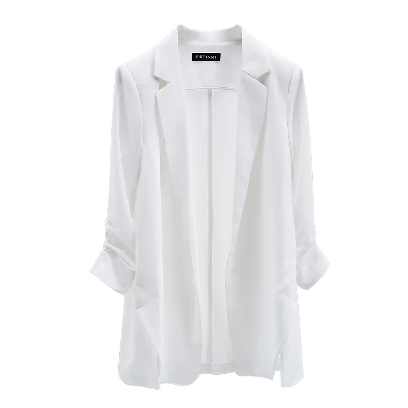 Coat Women Coats Turn Down Collar Jackets Vintage Full Sleeve Y2k Streetwear Work Casual Slim Fit Elegant Splice Jacket Summer