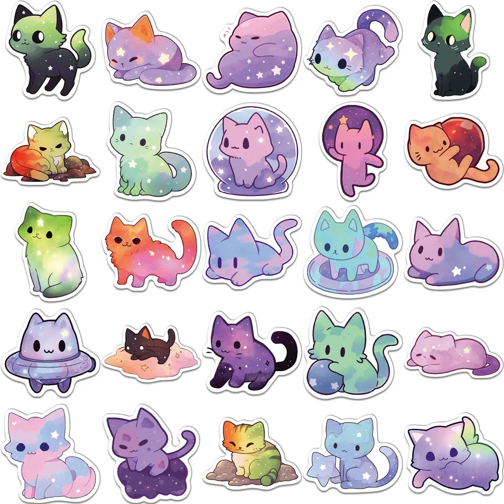 50/100PCS creatieve sterrenhemel kat eenvoudige en schattige stickers, accountdecoratie, telefoonhoesje, gepersonaliseerde waterdichte stickers