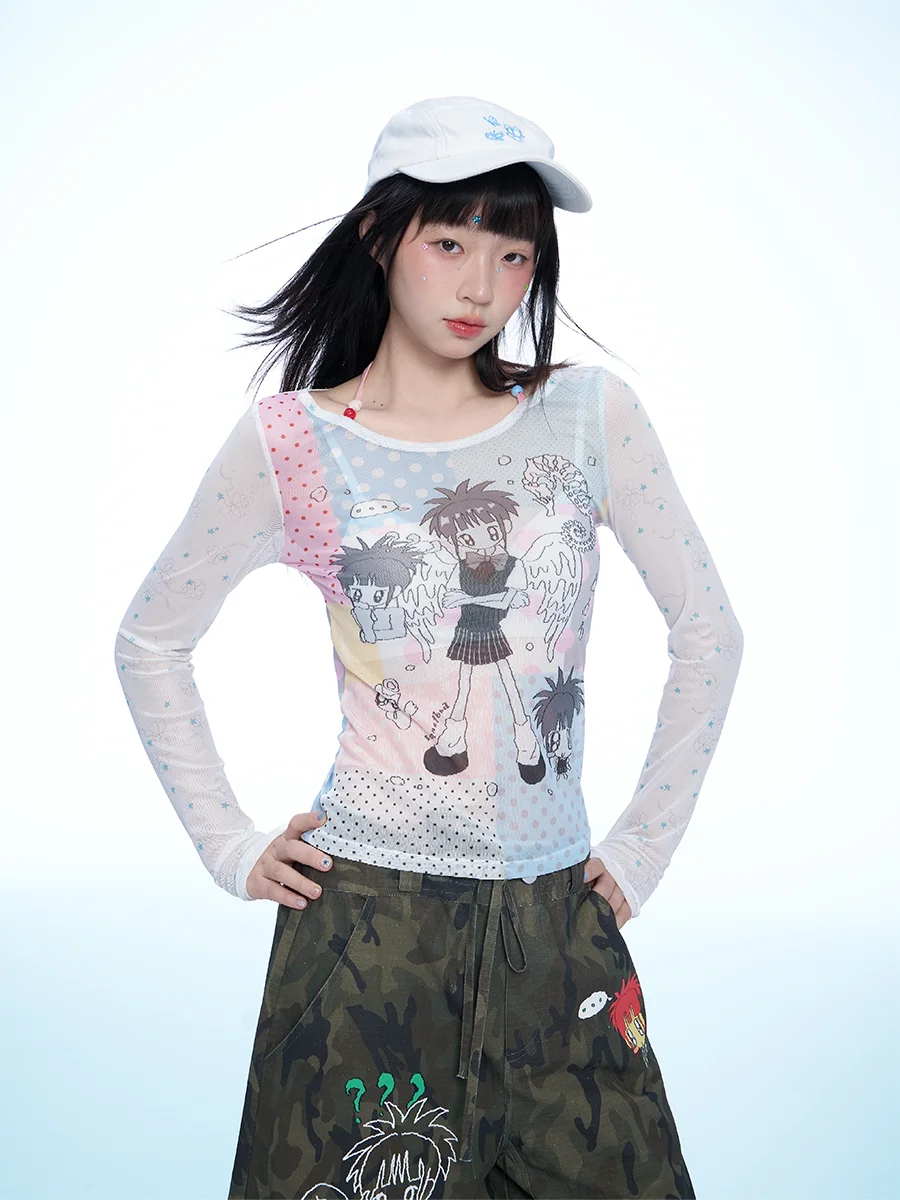 

Slim Fit Long Sve T-irt with Ne Hanging Design And Me Splicing for Girls Korean Sle Commute Pure Color Summer Top