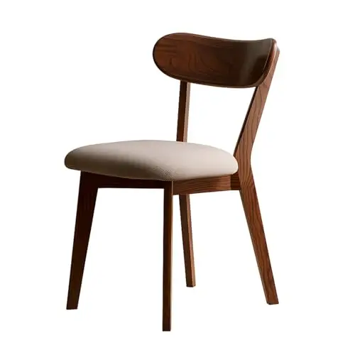 Mid-Century Modern Walnut Dining Chair, FAS-Grade Oak, 400 lbs, Single | Solid Curved Back with Smoked Brown