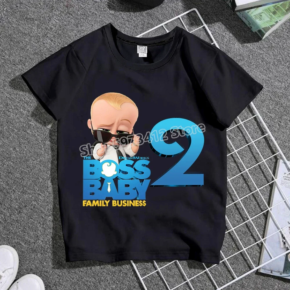 Bossed T Shirt for Kids baby Boy 1-10 Years Birthday Number Black Tops Baby Shower Party Wear Toddler Children\'s Clothing Gift