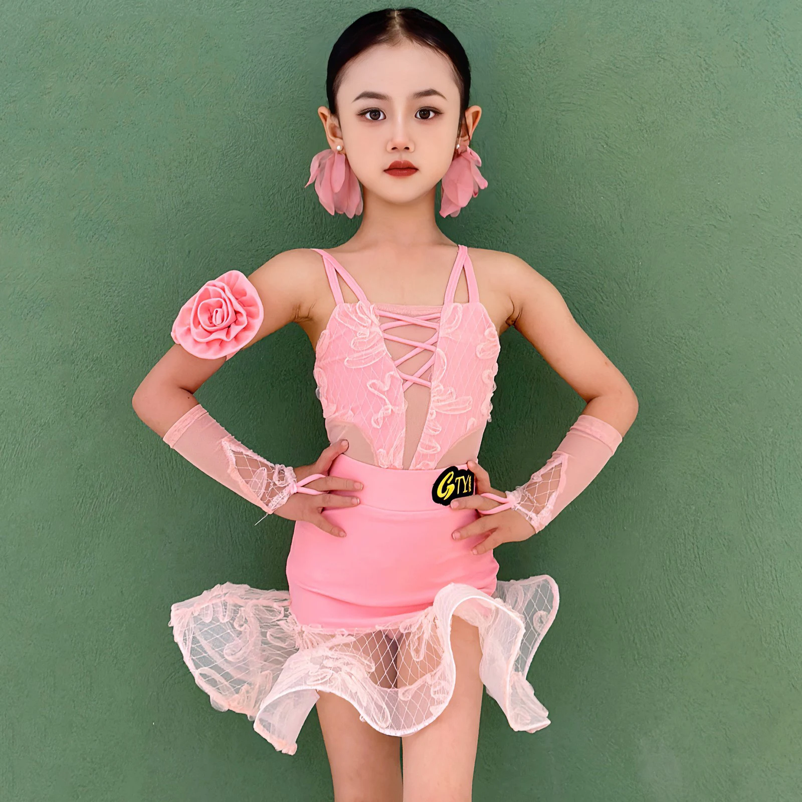 Summer Girls Latin Dance Professional Clothes Child Ballroom Dance Performance Dress Kids Performance Dancing Costumes SL13056