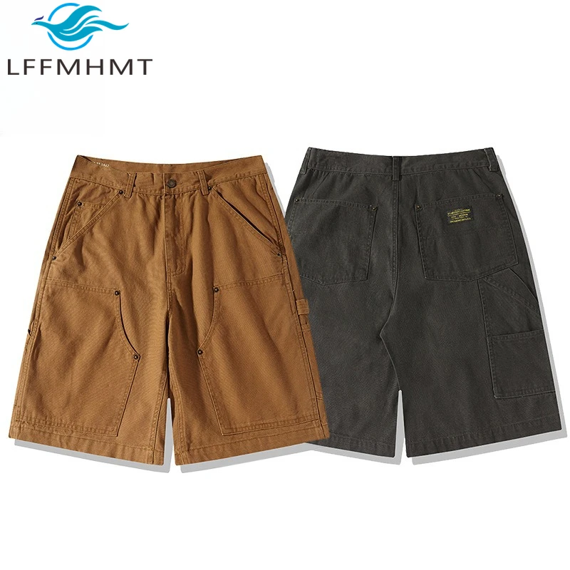 

B01 100% Cotton Good Quality Simple Basic Shorts for Men Summer Fashion Striped Pattern Canva Fabric Durable Pants for Workers