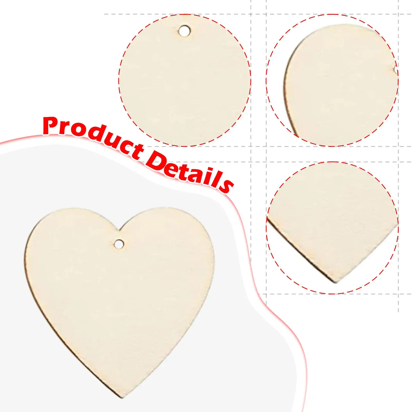 20Pcs Heart Shaped Wood Slices Cutouts Unfinished Party Decoration DIY Craft Art Project with Twines Christmas Hanging Decor